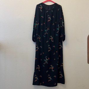 Vintage butterfly maxi silk dress